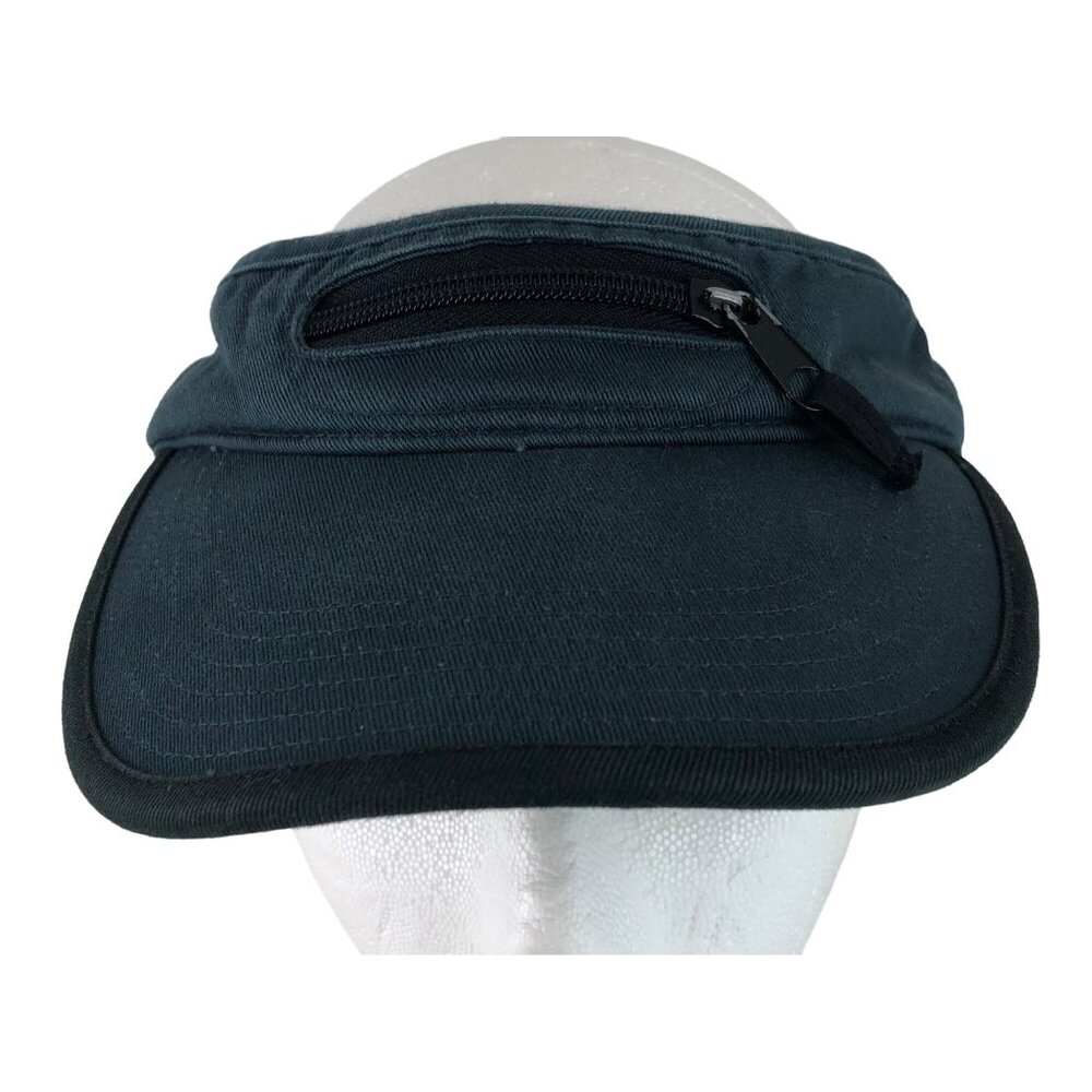 Vintage Navy Blue Canvas Adjustable Sun Visor w/Front Zipper Pocket - Picture 1 of 10